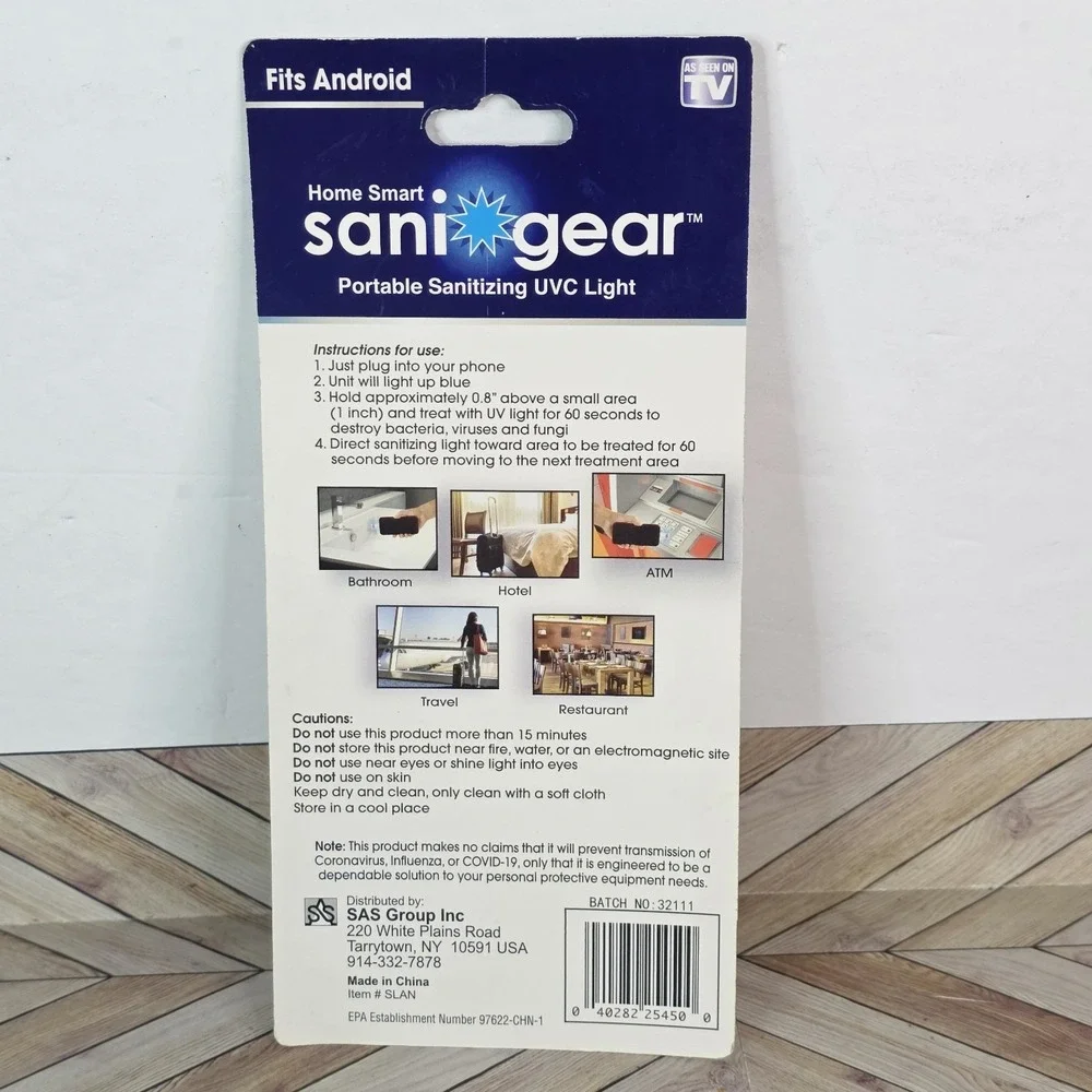 Sani Gear Travel Sanitizing UVC Light for Android Portable Key Chain - New